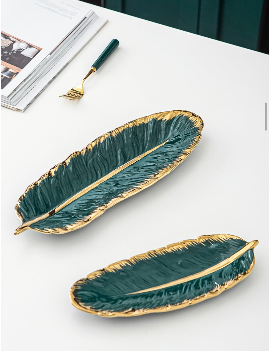 Malta Feather Ceramic Tray