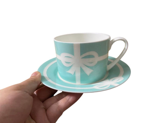 Tiffany inspired set of 2 Teacup and Saucer