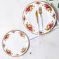 Emery 2pc Vintage rose pattern dinnerware set
