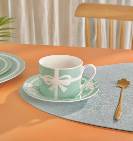 Tiffany inspired set of 2 Teacup and Saucer