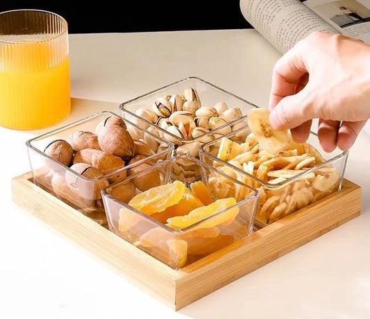 Ermie snack bowls with bamboo tray